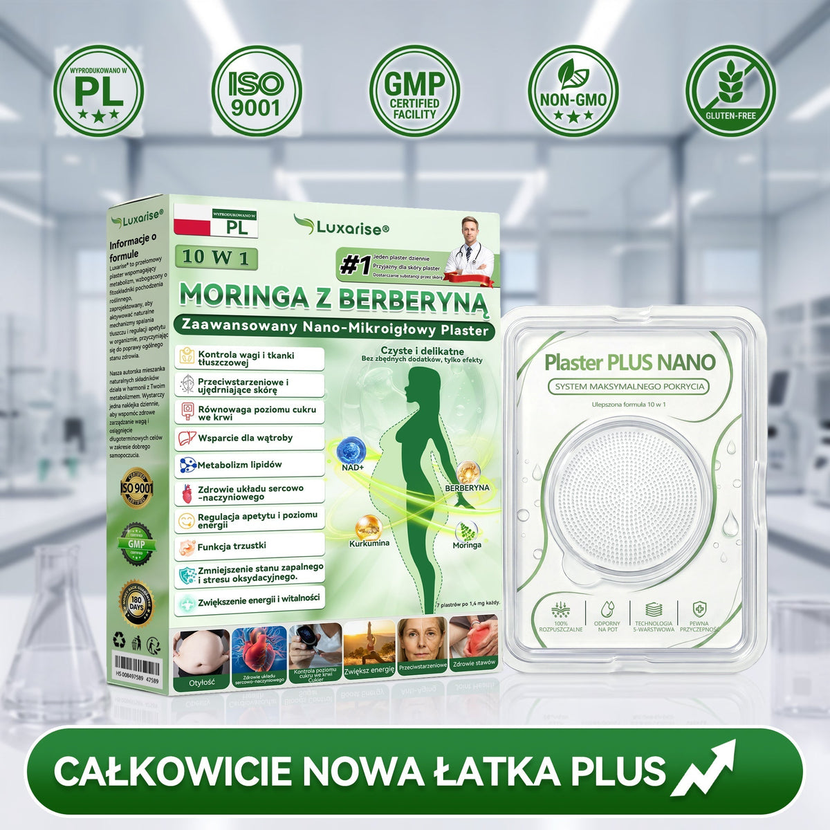 🍁Całkowicie Nowy PLUS Plaster | Luxarise®🌿 Moringa × Berberyna 10 w 1 Zaawansowany Nano-Mikroigłowy Plaster
